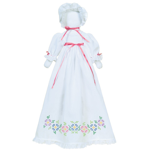 Jack Dempsey Stamped Pillowcase Doll Kit-Cross-Stich Flowers - 5A003T90-1HQ3Q