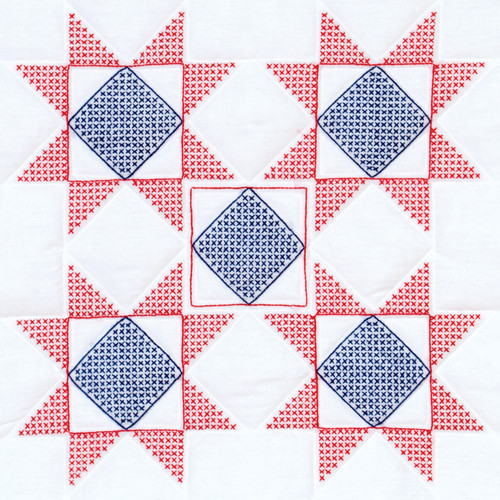 Jack Dempsey Stamped Quilt Blocks 18"X18" 6/Pkg-Stars - 5A003T93-1HQ4H