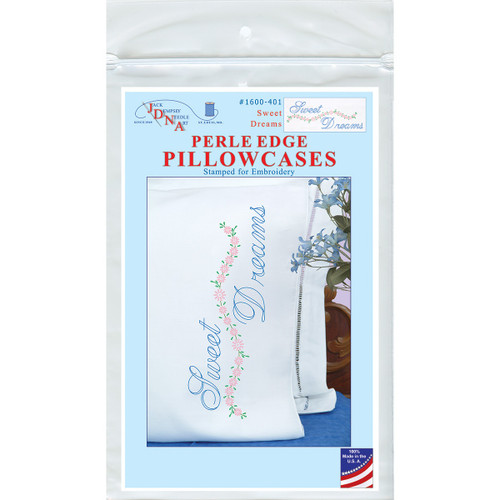Jack Dempsey Stamped Pillowcases Perle Edge 2Pk-Sweet Dreams - 5A003T91-1HQ4S - 013155854015