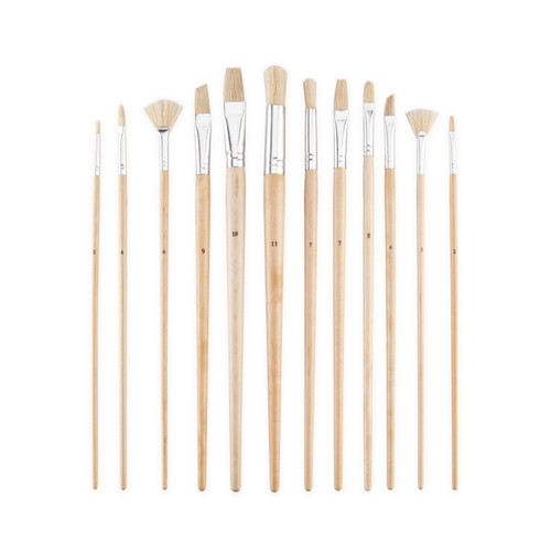 Royal & Langnickel White Bristle Long Handle Set-12pc- Variety Brush Set - 5A003T2V-1HPHG