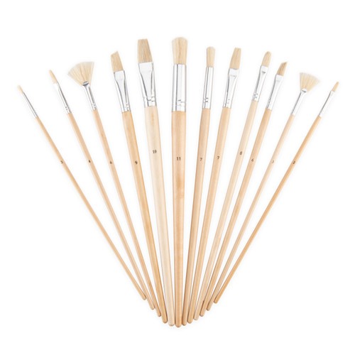 Royal & Langnickel White Bristle Long Handle Set-12pc- Variety Brush Set - 5A003T2V-1HPHG