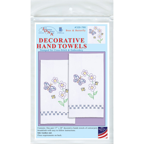 Jack Dempsey Stamped Decorative Hand Towels-Bee's & Butterfly - 5A003T8W-1HQ4T - 013155027907