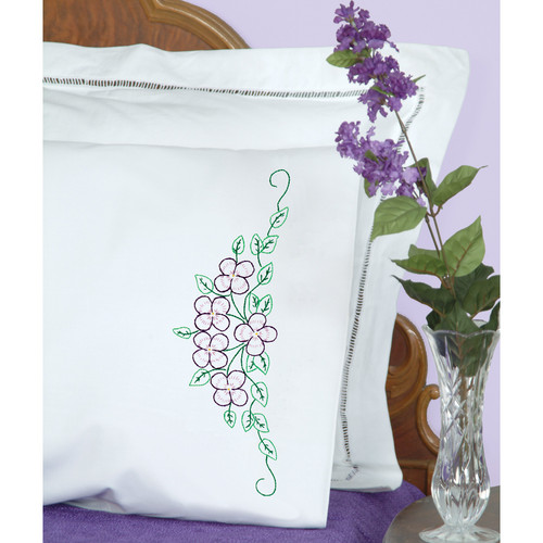 Jack Dempsey Stamped Pillowcases Perle Edge 2Pk-Forget Me Knots - 5A003T91-1HQ42