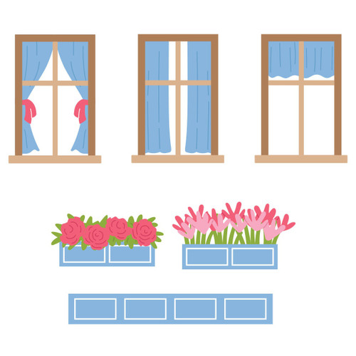 Spellbinders Etched Dies-Everyday Windows Curtains & Flower Boxes - 5A003SZ0-1HPD0 Spellbinders Etched Dies-Everyday Windows Curtains & Flower Boxes - 5A003SZ0-1HPD0