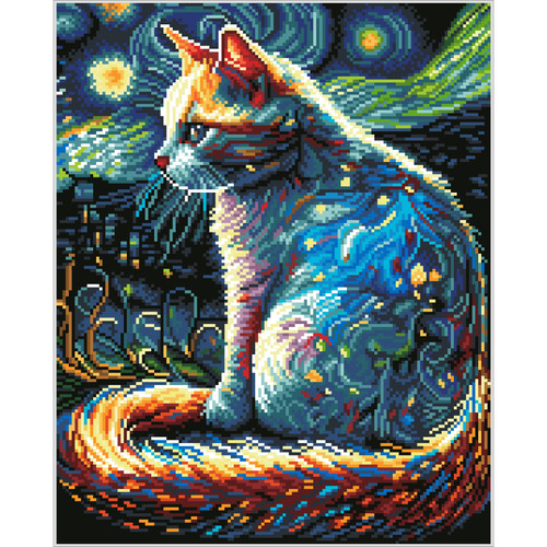 Diamond Dotz Diamond Facet Art Kit 15.9"X19.9"-Starry Night Cat - 5A003T11-1HPFV