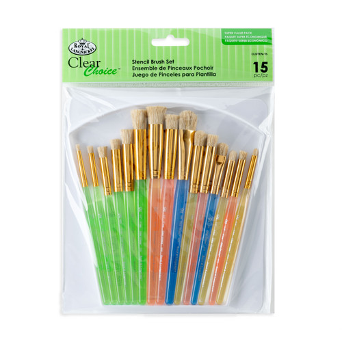 Clear Choice Stencil Brush Deluxe Value Pack-15/Pkg - CLSTEN15 - 090672004956