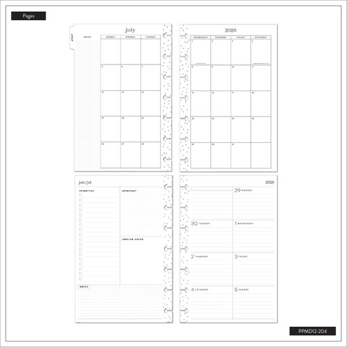 Happy Planner Mini 12 Month Disc Bound Dated Planner-Chalkboard Charm - 5A003LS8-1HH0J