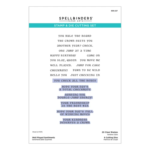 Spellbinders Clear Stamp & Die Set-Well Played Sentiments - 5A003SZ7-1HPC6 - 810205712109