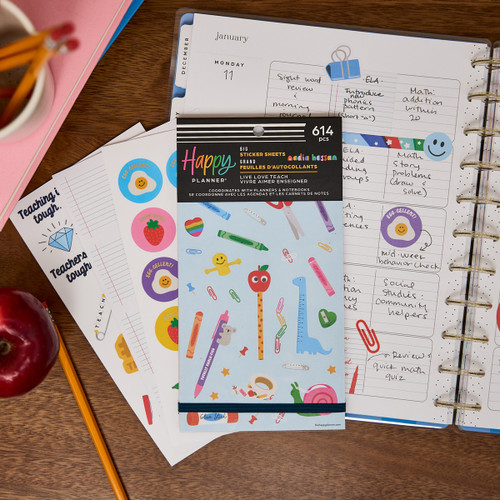 Happy Planner 30 Sheet Sticker Value Pack-Live Love Teach - 5A003LRT-1HH0Q