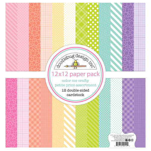 Doodlebug Petite Prints Double-Sided Cardstock 12"X12"-Color Me Crafty - 5A003SM9-1HP61 - 842715091115