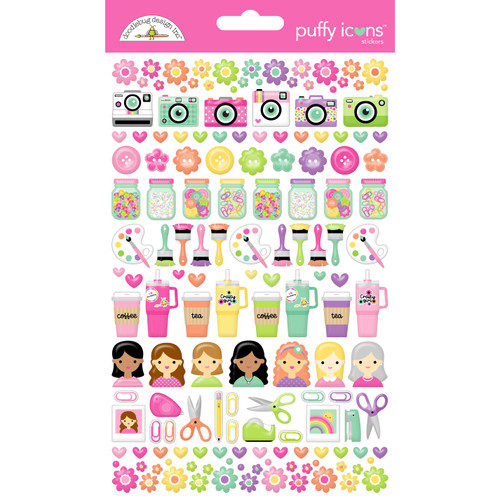 Doodlebug Puffy Stickers-Icons, Color Me Crafty - 5A003T2C-9077 - 842715090774