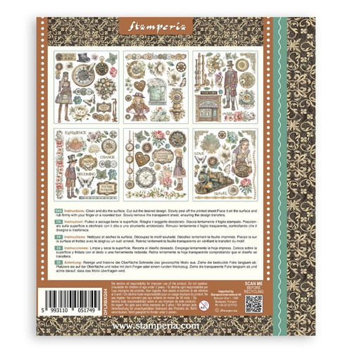 Stamperia Rub-On Selection 8x9 - 6/Pkg-Gardens of Time - 5A003N8H-1HJQ0