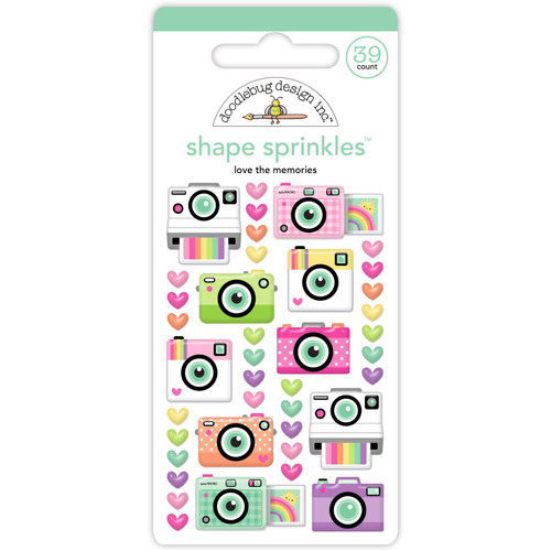 Doodlebug Sprinkles Adhesive Enamel Shapes-Love the Memories - 5A003SN2-9064 - 842715090644