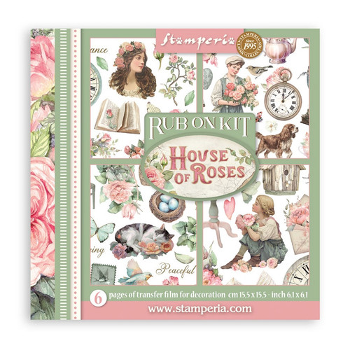 Stamperia Assortment Rub-On 6.1"x6.1" - 6/Pkg-House of Roses - 5A003N81-1HJQ5 - 5993110052104