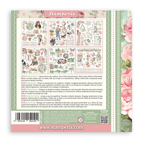 Stamperia Assortment Rub-On 6.1"x6.1" - 6/Pkg-House of Roses - 5A003N81-1HJQ5