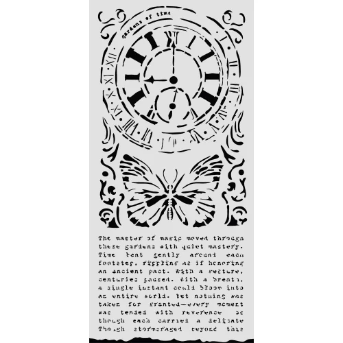Stamperia Stencil 4.72"X9.84"-Clock and Butterlfy - 5A003N7T-1HJQD