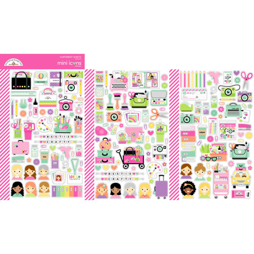 Doodlebug Mini Icon Stickers-Color Me Crafty - 5A003SNF-1HP5X - 842715090767