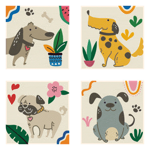 Diamond Dotz Mini Diamond Facet Art Kit 5"X5" 4/Pkg-Diggety Dogs - 5A003T18-1HPFW