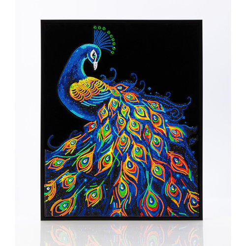 Diamond Dotz Diamond Facet Art Kit 8"X10" 4/Pkg-Neon Flock Peacock - 5A003T17-1HPFM