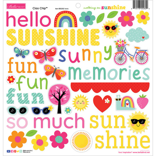 Bella Blvd Ciao Chipboard Icon Stickers-Walking on Sunshine - 5A003RJP-1HN83 - 810176552629