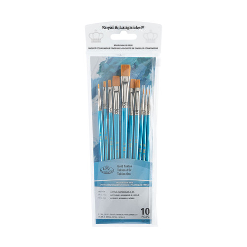Gold Taklon Shdr/Detail Variety 10PC-Gold Bristle - 5A003LDJ-1HGPZ - 090672051387