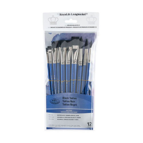 Black Taklon Round Variety 12PC-Black Bristle - 5A003LDC-1HGQ0 - 090672053596