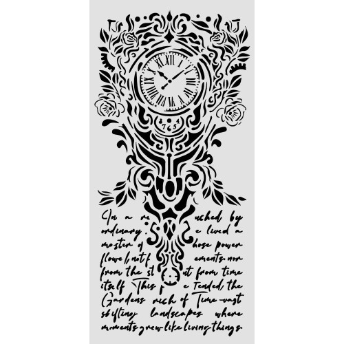 Stamperia Stencil 4.72"X9.84"-Clock and Writing - 5A003N7K-1HJPK