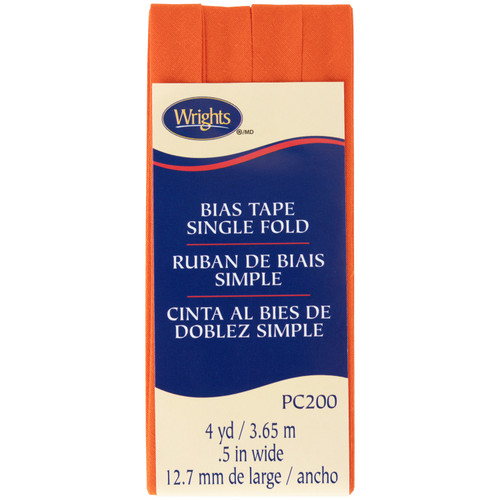 3 Pack - Wrights Single Fold Bias Tape .5"X4yd-Orange - 117-200-058 - 070659132155