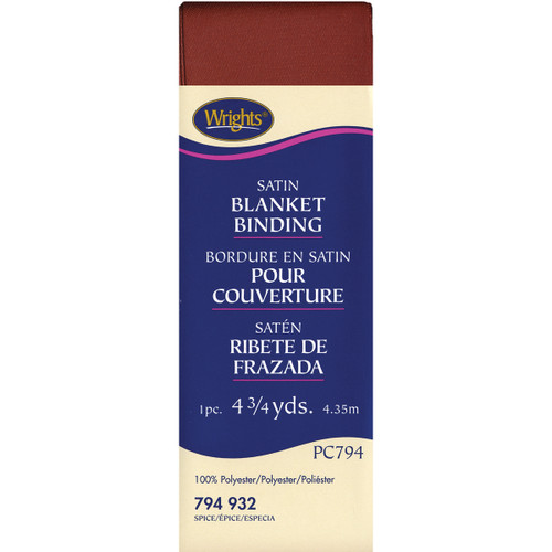 3 Pack - Wrights Single Fold Satin Blanket Binding 2"X4.75yd-Spice - 117-794-932 - 070659724640 3 Pack - Wrights Single Fold Satin Blanket Binding 2"X4.75yd-Spice - 117-794-932 - 070659724640