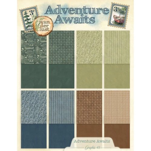 Graphic 45 Patterns & Solids Collection Pack 8.5"X11"-Adventure Awaits - 5A003RH2-1HMX2