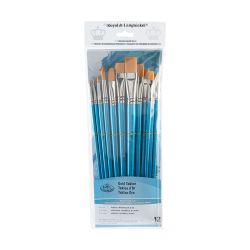 Long Handle Gold Taklon Variety 12PC-Gold Bristle - 5A003LD5-1HGP7 - 090672053688 Long Handle Gold Taklon Variety 12PC-Gold Bristle - 5A003LD5-1HGP7 - 090672053688