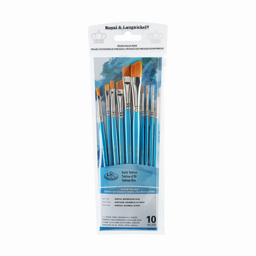 Gold Taklon Ang Variety 10PC-Gold Bristle - 5A003LDX-1HGPC - 090672051394