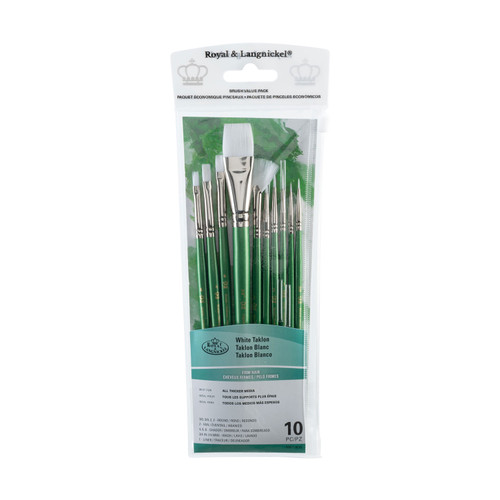 White Taklon Wash Variety 10PC-White Bristle - 5A003LD3-1HGPG - 090672051400