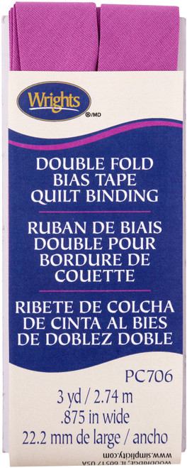 3 Pack - Wrights Double Fold Quilt Binding .875"X3yd-Radiant Orchid - 117-706-066 - 070659924750