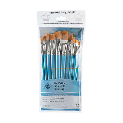 Gold Taklon Angular Variety 12PC-Gold Bristle - 5A003LDR-1HGPJ - 090672053633
