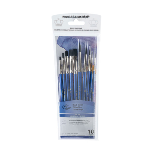 Black Taklon Shdr/Rnd Variety 10pc-Black Bristle - 5A003LDB-1HGPL - 090672051325