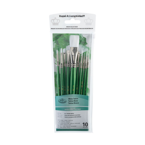 White Taklon Stroke Variety 10PC-White Bristle - 5A003LDW-1HGPM - 090672050618