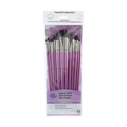 Long Handle Burgundy Taklon Variety 12PC-Burgundy Bristle - 5A003LD2-1HGPP - 090672053671