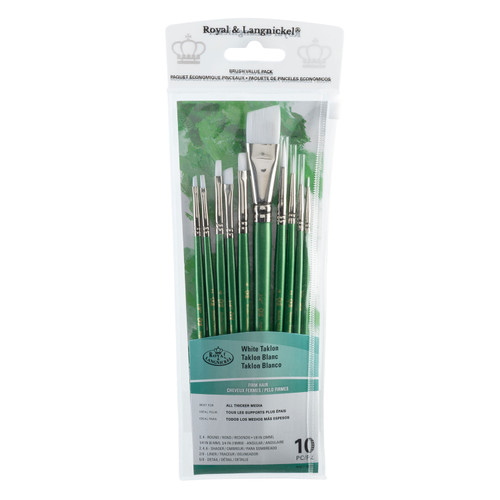 White Taklon Angular Variety 10PC-White Bristle - 5A003LDN-1HGPT - 090672051417