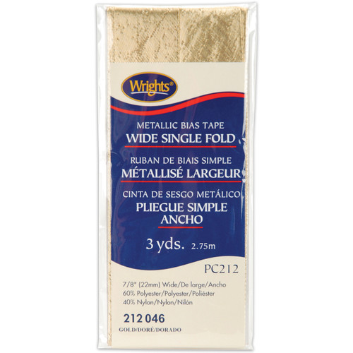3 Pack - Wrights Single Fold Bias Tape .875"X3yd-Gold - 117-212-046 - 070659294631