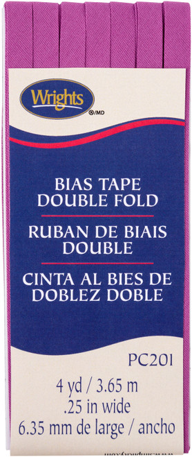 3 Pack - Wrights Double Fold Bias Tape .25"X4yd-Radiant Orchid - 117-201-066 - 070659964794