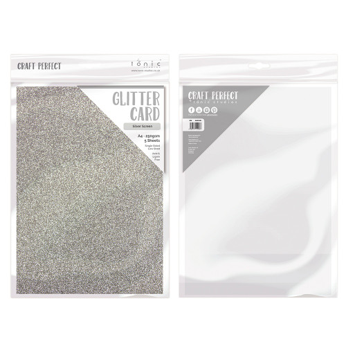 Craft Perfect Glitter Card A4 5/Pkg-Silver Screen - 9941E Craft Perfect Glitter Card A4 5/Pkg-Silver Screen - 9941E