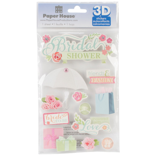Paper House 3D Stickers 4.5"X7.5"-Bridal Shower - STDM198E - 767636376953