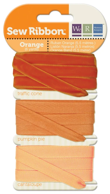 3 Pack - We R Sew Ribbon .375"X6yds-Orange - SRR-71230 - 633356712305