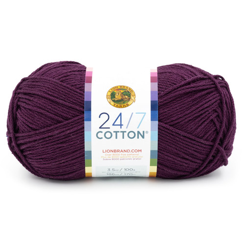 Lion Brand 24/7 Cotton Yarn-Eggplant - 761-1G9M8 - 023032132778