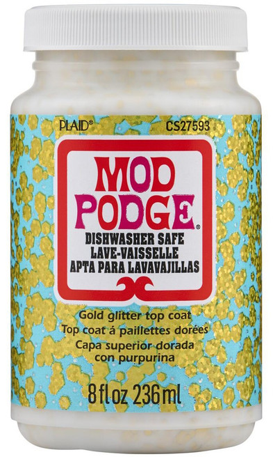 Plaid Mod Podge Dishwasher Safe Glitter Sealer-8oz Gold - CS27593 - 028995275937