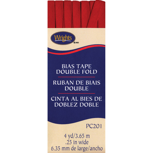 3 Pack - Wrights Double Fold Bias Tape .25"X4yd-Red - 117-201-065 - 070659894817