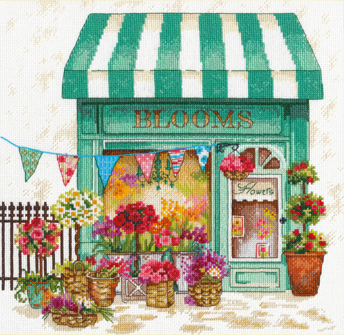 Dimensions Counted Cross Stitch Kit 12"X12"-Blooms Flower Shop (14 Count) - 70-35401 - 088677354015