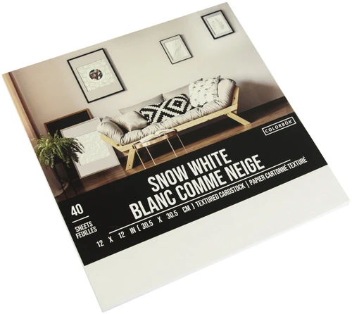 3 Pack - Colorbok Textured Cardstock Pad 12"X12" 40/Pkg-Snow White - 61170