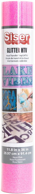 Siser Glitter HTV Vinyl 11.8"X36" Roll-Neon Pink - MIGL11-83674 - 852886007785